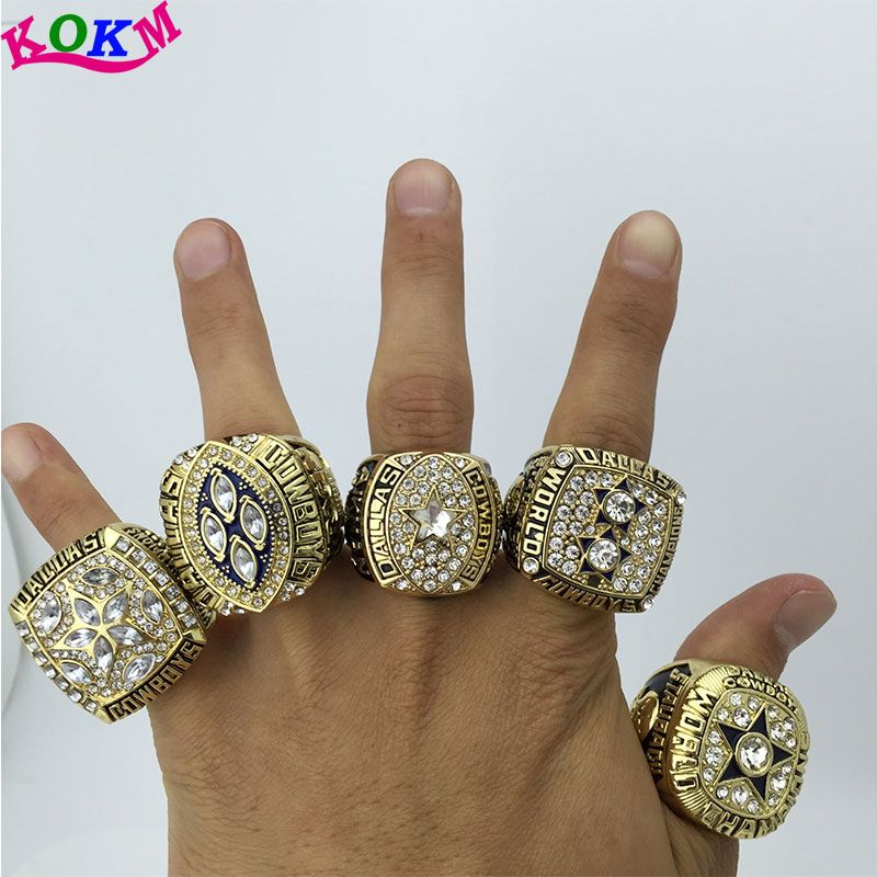 2017 2016 Fine Jewellery18k Real Gold Ring Men Super Bowl Dallas