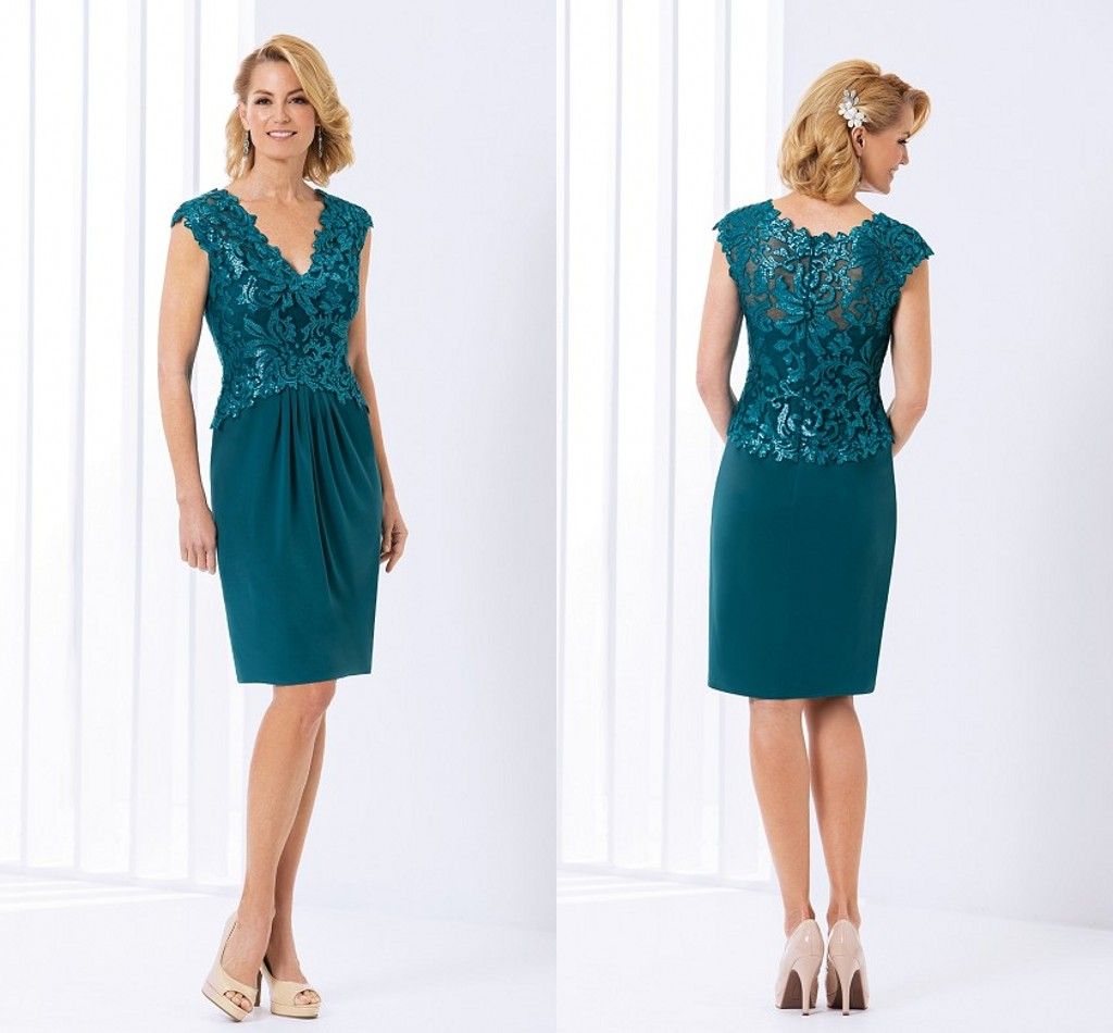 Sexy V Neck Teal 2016 Mother Of The Bride Evening Dresses Short Sleeves