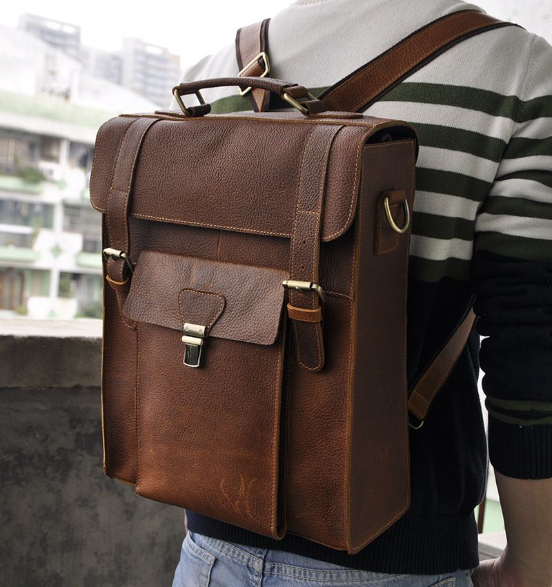 1314 Crazy Horse Leather Backpack Travel Backpack Vintage Style Backpack Custom Logo Welcome Top ...