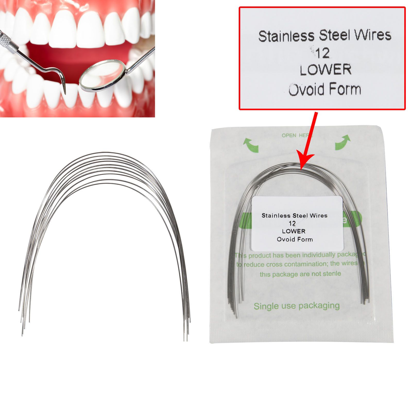 Dental Stainless Steel Round Arch Wires New 10 Packs Orthodontics Ovoid