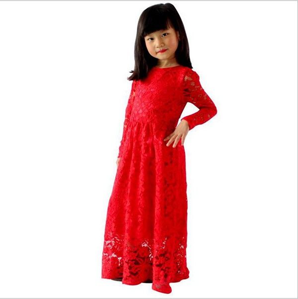 Baby Girls Lace Maxi Dress Kids Party Long Dresses Childrens Floor