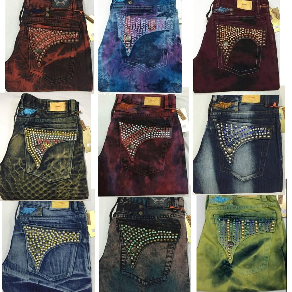 Best Quality New Arrivals Mens Robin Jeans With Crystal Studs Flap