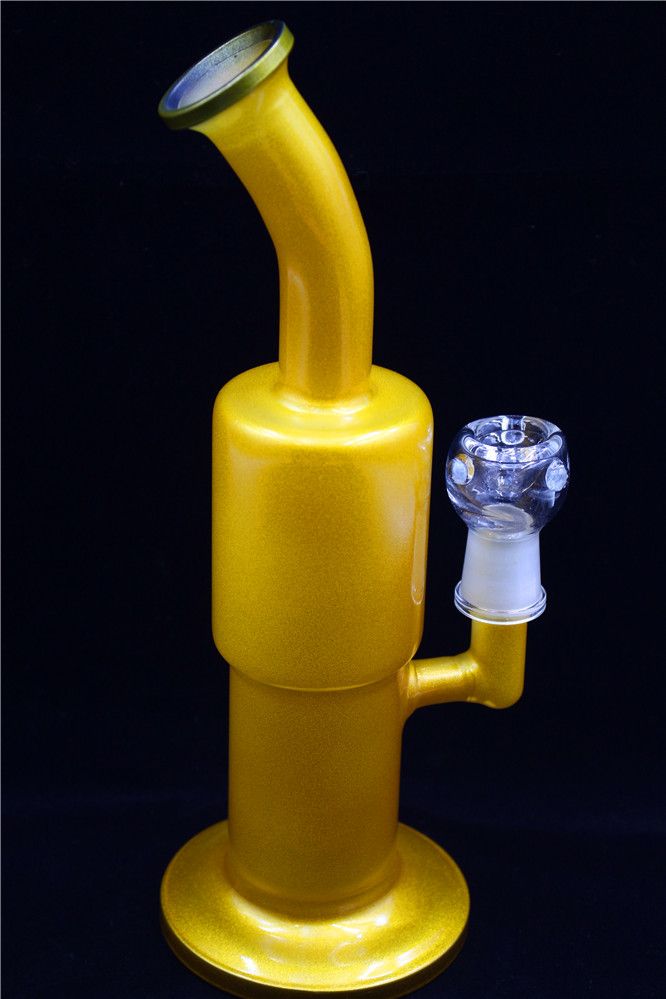 2018 Cool 28cm Tall Hand Blown Golden Bongs Glass Water Bongs Pipes