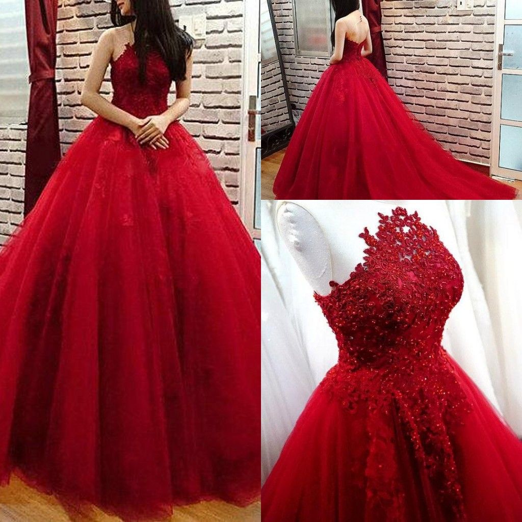 short red ball gown