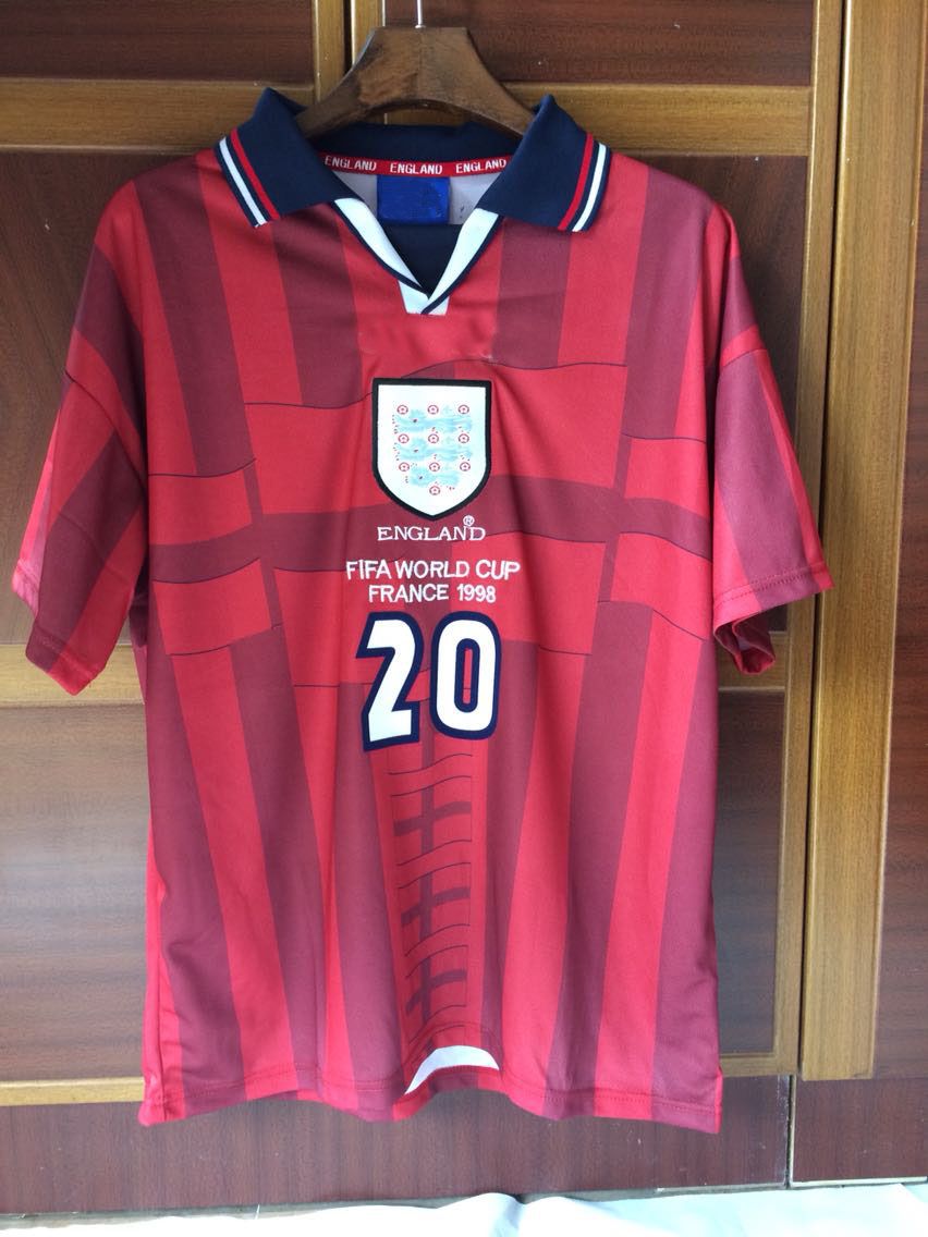 2018 Sport Retro Jerseys 1998 World Cup England Away Red Jerseys Owen