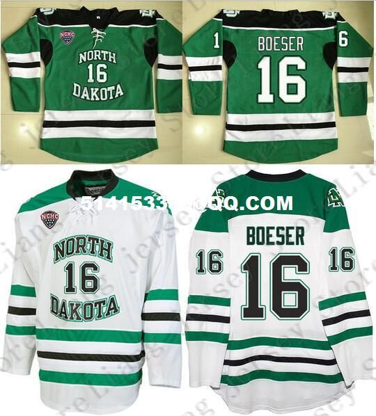 2017 Deluxe Edition 16 Brock Boeser Jersey North Dakota Fighting Sioux Hockey Jersey Black