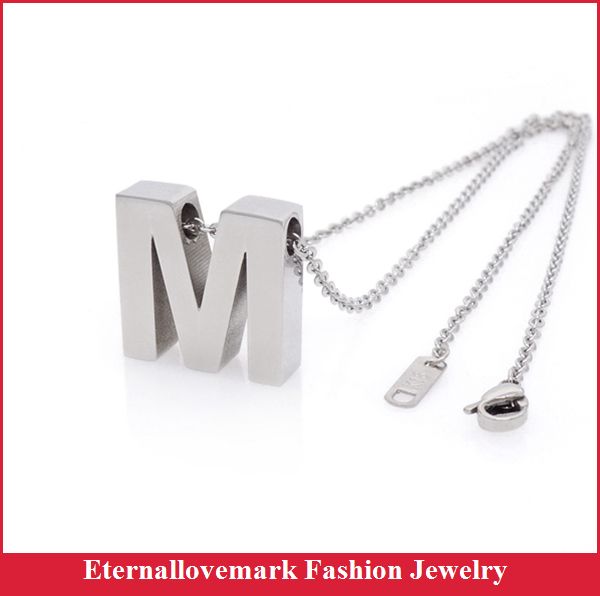 2016 New Style Stainless Steel Letter M Pendant Necklace with Cross