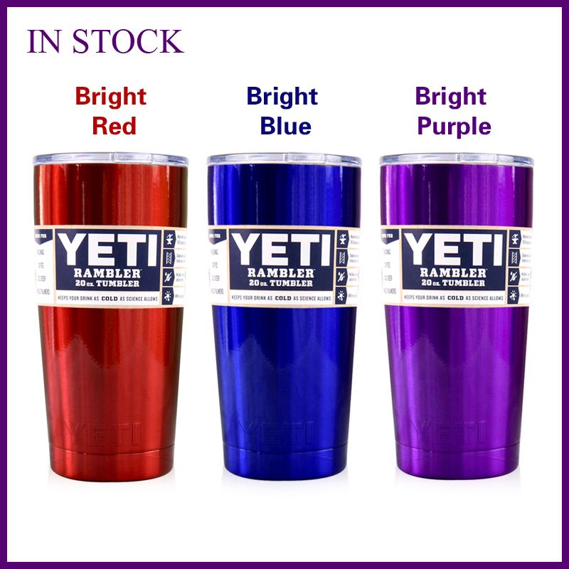 20 Oz Yeti Cup Metallic Blue Red Yeti Rambler Tumbler Travel Vehicle Beer Mug Double Wall