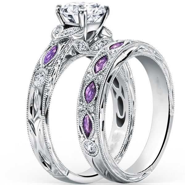 bridal wedding rings set purple white gold plate party gifts ring finger vintage jewelry womans fashion - Purple Wedding Ring bridal wedding rings set purple white gold plate party gifts ring finger vintage jewelry womans fashion - Purple Wedding Ring