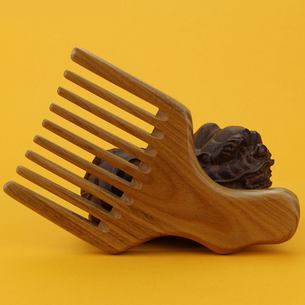 Wood Afro Comb Pick Upright Wide Tooth Curly Hair Pick No Static Wooden
