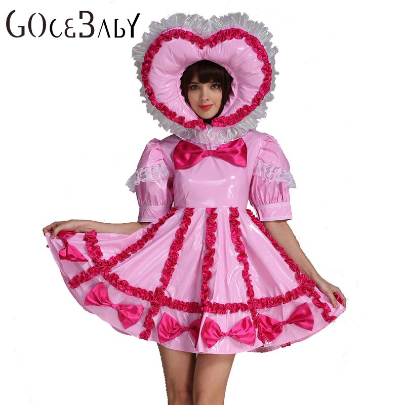 Custom Made Sweet Heart Adult Baby Sissy Lockable Maid PVC Pink See larger image - Custom Made Sweet Heart Adult Baby Sissy Lockable Maid PVC Pink