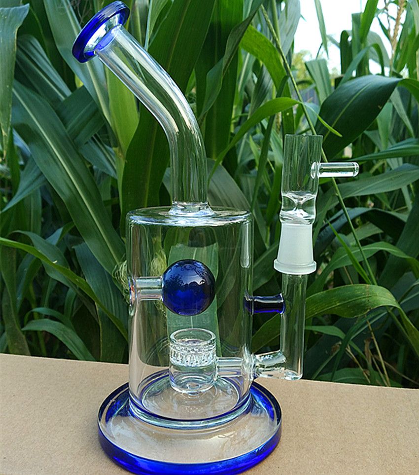 2017 Glass Bong Jet Perc Heavy Blue Glass Bong Bubbler Water