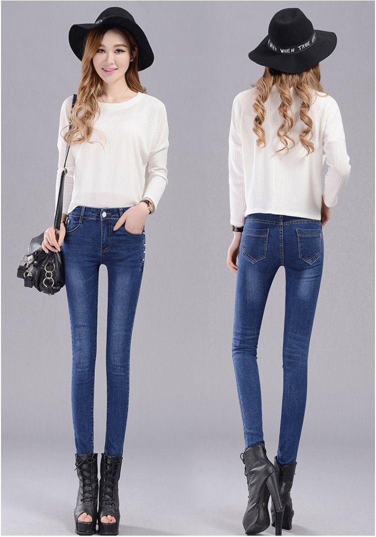 2017 New Korean Style Fashion Women Slim Jeans Spring Autumn Casual