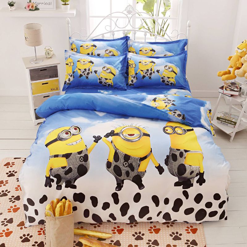 Wholesale Home Textile 3d Cartoon Minion Bed Set For Adult Children Bed