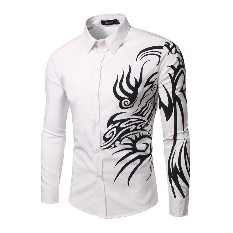 Fubotevic Men Floral Print Fashion Casual Long Sleeve Slim Fit Button Down Blouse Shirt Tops