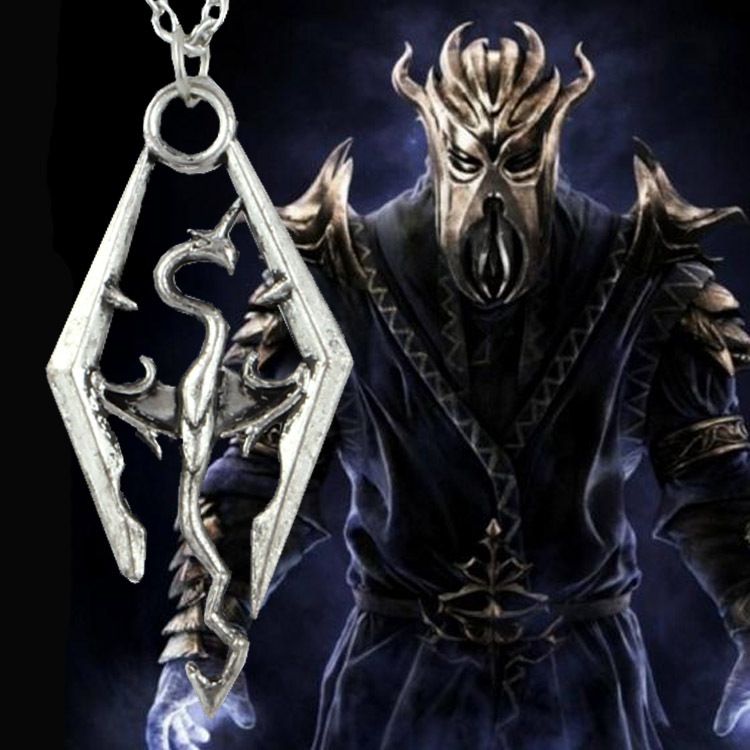 Wholesale Skyrim Dragon Necklace Ancient Silver Skyrim Elder Scrolls Dragon Pendants Necklaces