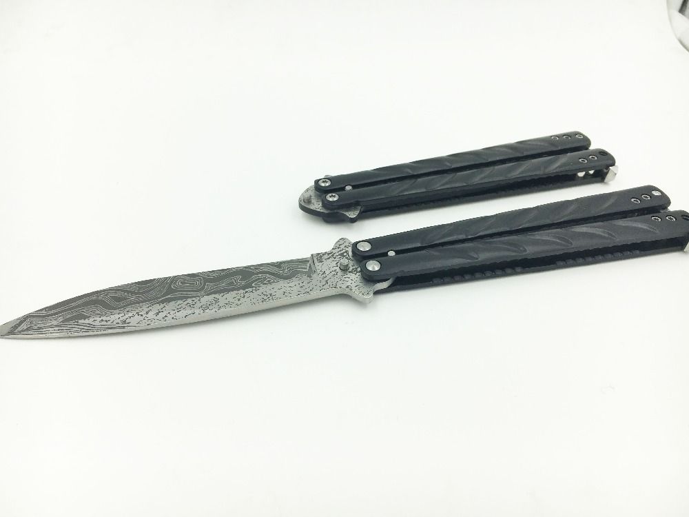 440c Stainless Steel Training Knife Damascus Coating Dull Knife