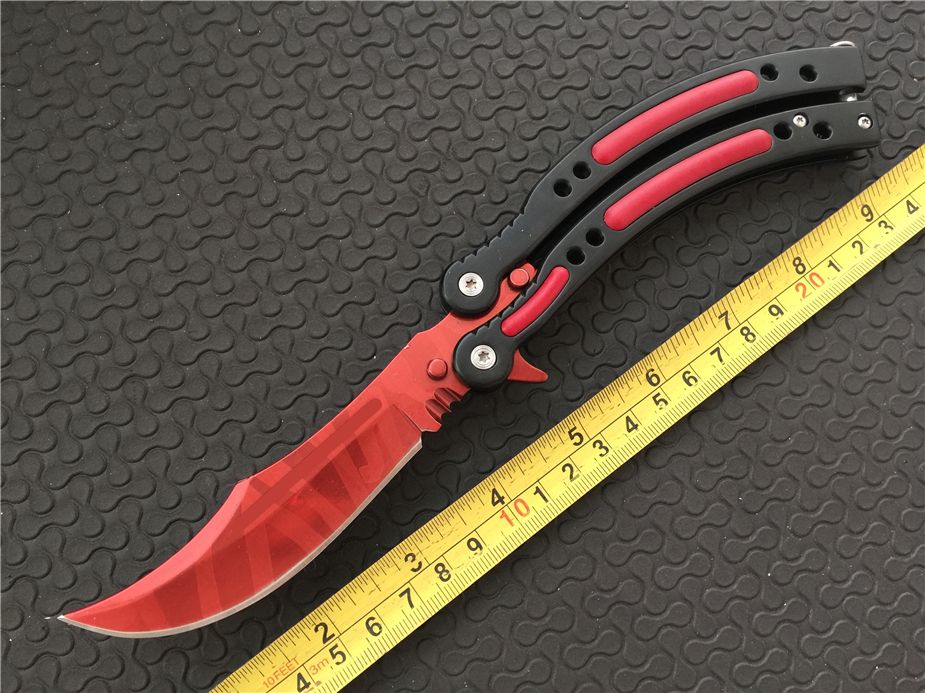 Cs Go Butterfly Knife Cross Fire 440c Steel Clip Point Plain Sharp
