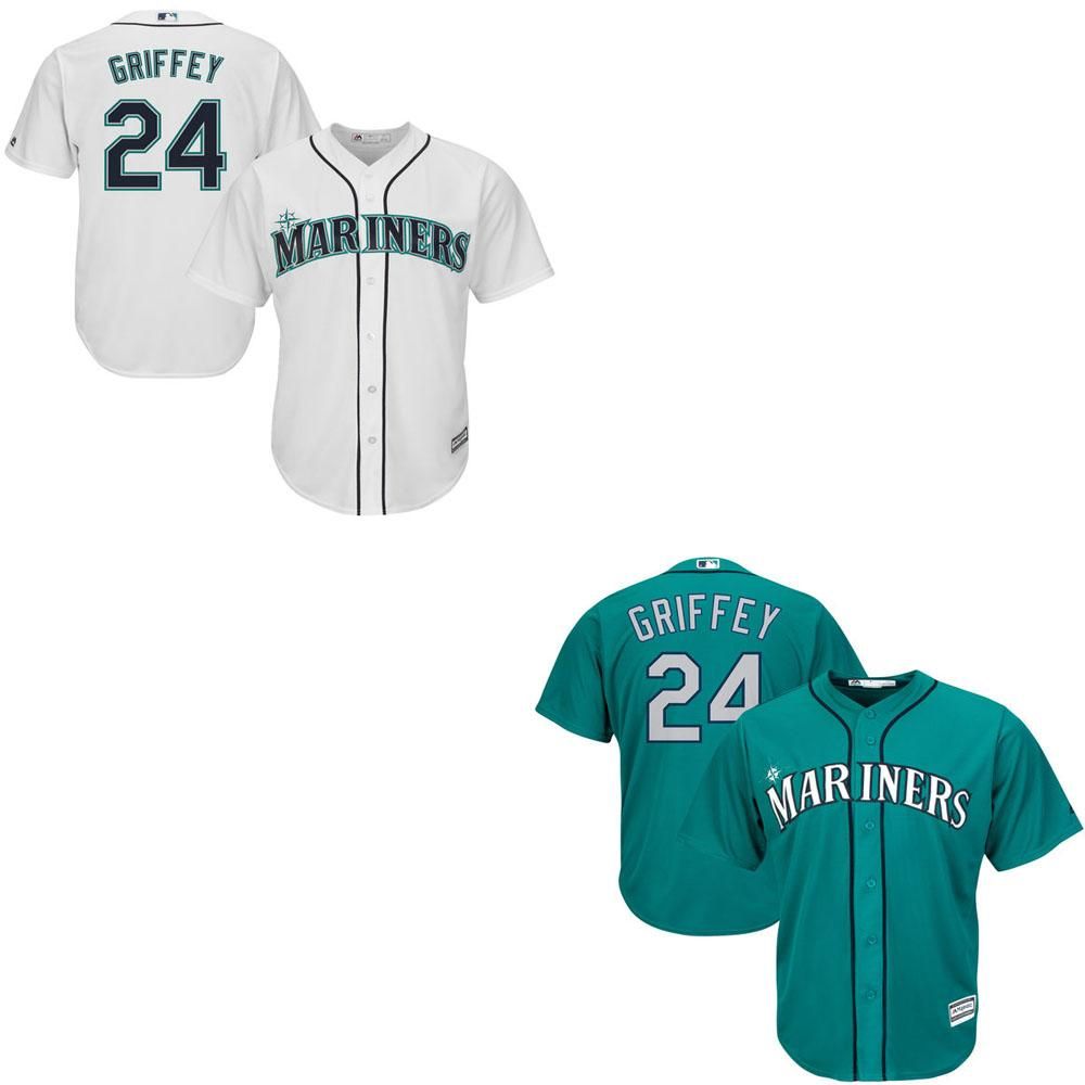 2017 Men'S Hot Seattle Mariners 24 Ken Griffey Jr Green/ Navy Blue