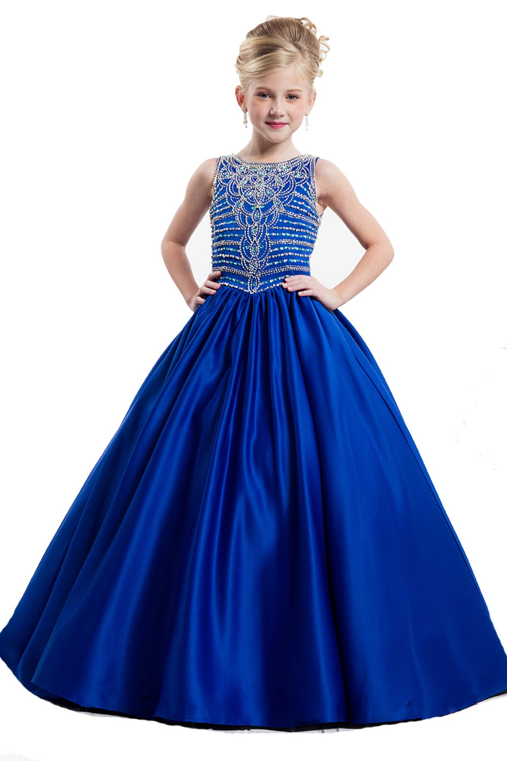2016 New Ball Gowns Beaded Bodice Little Girls Pageant Princess Long