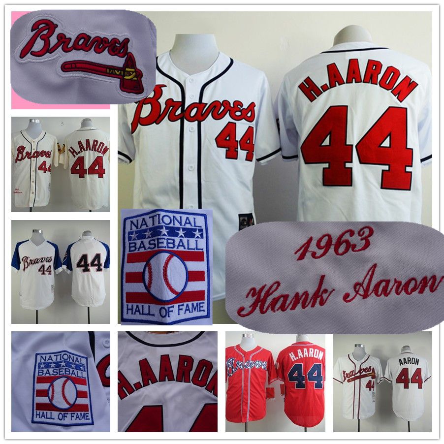 2017 Hank Aaron Jersey 44 Flexbase Atlanta Braves Cooperstown 1963 Jerseys Cream White Vintage