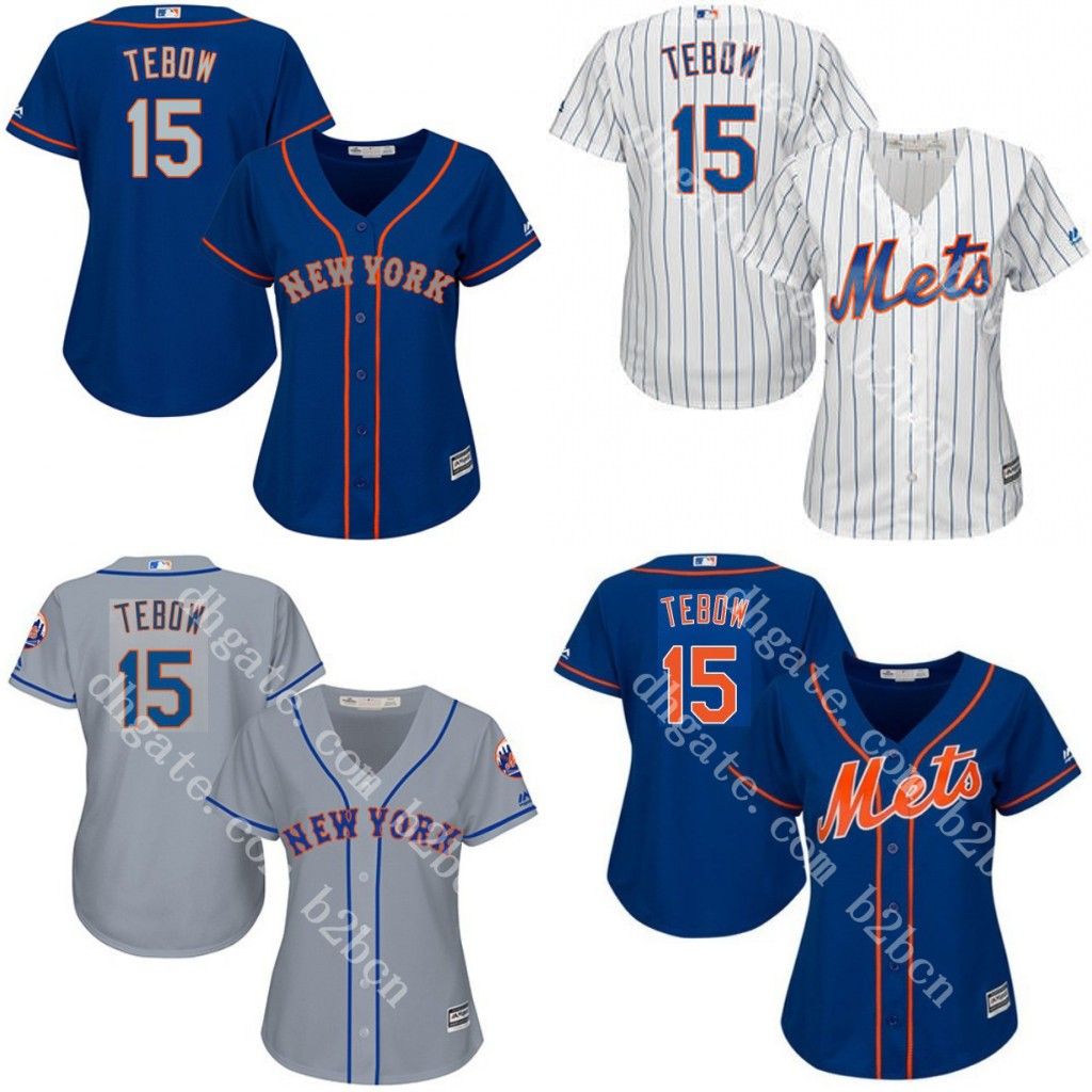 2017 Custom Women #15 Tim Tebow Jersey New York Mets Jersey Embroidery Logo Cool Base Authentic ...