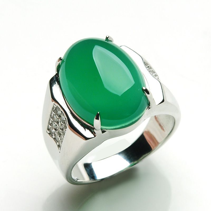 Jade Jade Jade Ring Banzhi Ring 925 Silver Men Men Chalcedony Ring Jadeite Jade Ring Mens ...