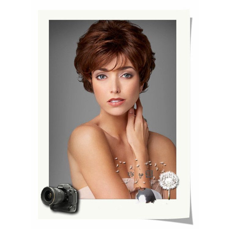 European Women Short Curly Red Blonde Natural Wigs High Tempreture