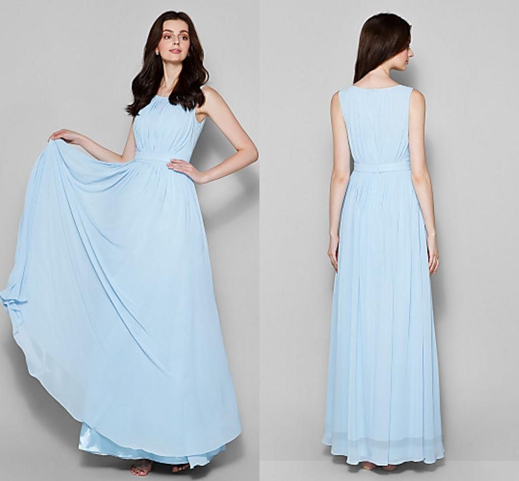 Vintage Light Sky Blue Bridesmaid Dresses Wedding Party Junior Wear
