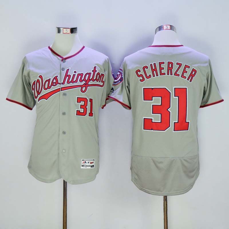 2017 Max Scherzer 31 Baseball Jersey Grey Washington Nationals Baseball Jerseys Embroidered
