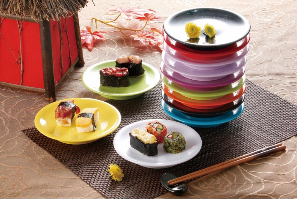 2017 Wholesale Classical Plastic Melamine Colorful Sushi Plate For Kaiteen Restaurant Cheap For