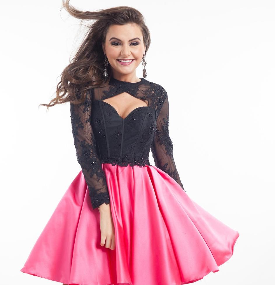 2016 Sexy Dress Black Lace Beaded Top Satin Mini Skirt Long