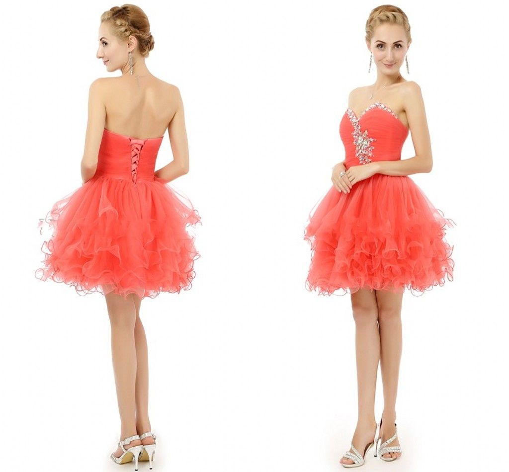 Cute Short 8th Grade Graduation Dress 2016 Sweetheart Ruched Lace Up