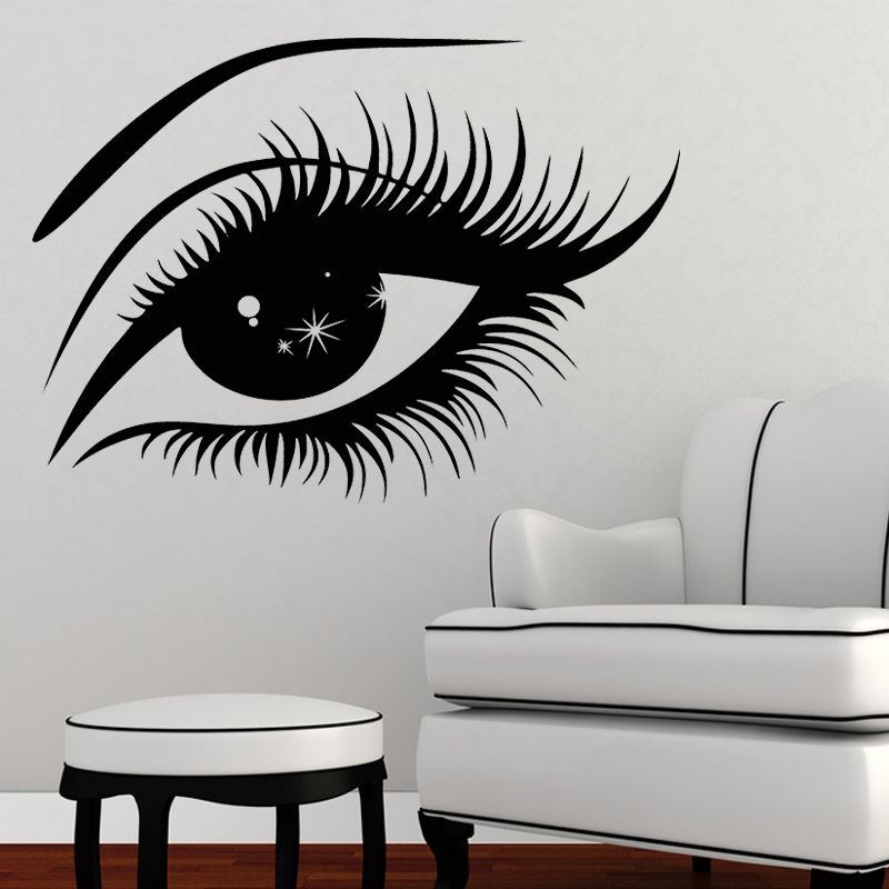 Eyelashes Wall Sticker Vinyl Decal Eye Makeup Interior Mural Home Decor