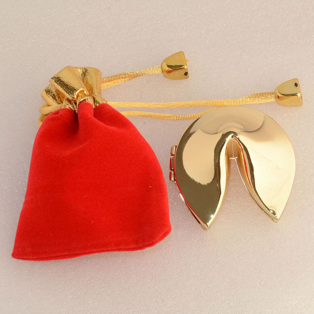 2017 Fortune Cookie Silver/Gold Trinket Box Metal Alloy Jewelry Box Wedding Favors Gifts Box