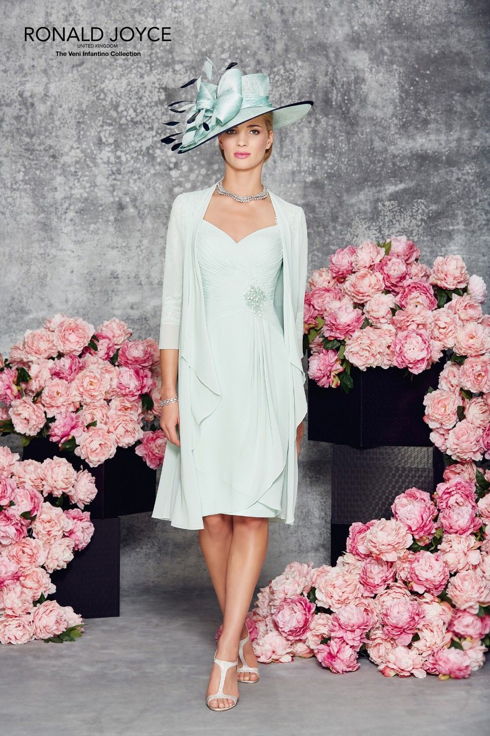 Mint Green 2016 New Charming Lace Half Sleeves Chiffon Sheath Knee