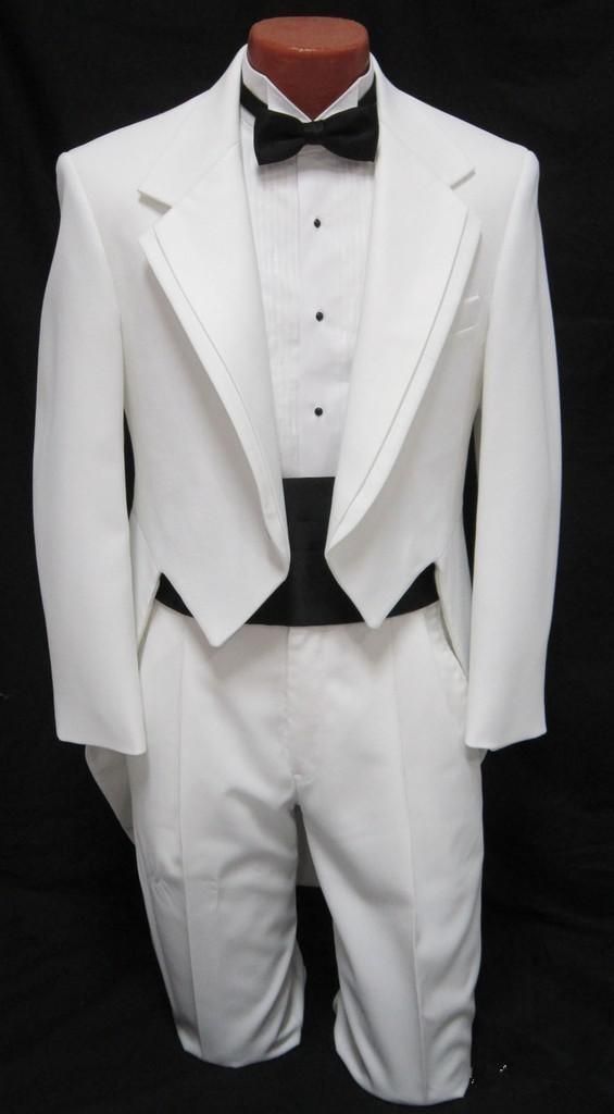 2016 Custom Made Boys White Tuxedo Tailcoat Dance Costume Tux Tails