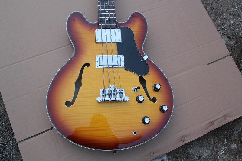 Custom 4 Strings Es Jazz Bass Vintage Sunburst Electric Bass Guitar