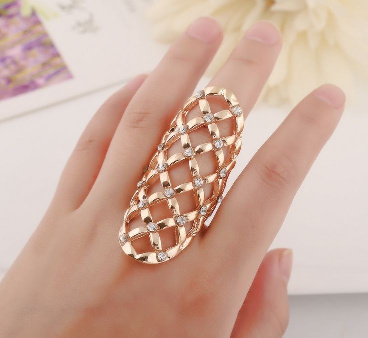 2017 Womens Diamond Long Joint Rings Plated Gold Silver Rhinestone