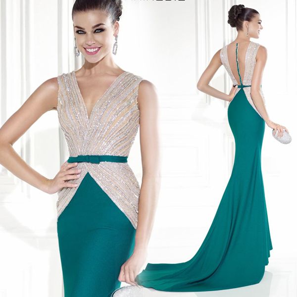 Sexy 2016 Popular Fashionable Pink And Green Mermaid Evening Dresses V ...
