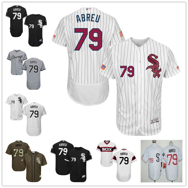 2017 2016 Chicago White Sox 79 Jose Abreu Home White Fashion Stars Stripes Gray Black Alternate