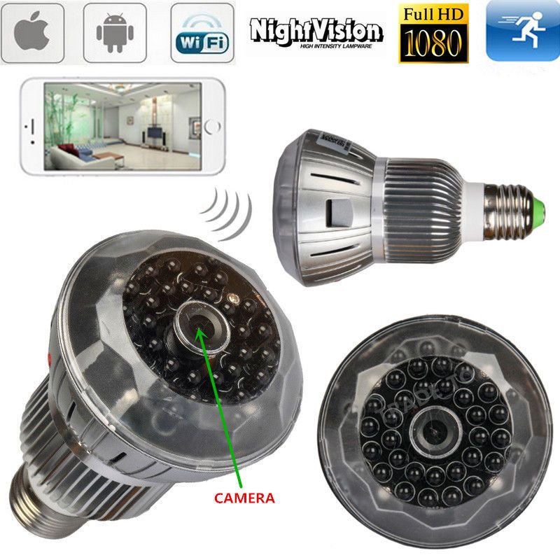 Light Bulb Ir Night Vision Cam 1080p Wifi Hd Spy Hidden Wireless Camera H.264 Dvr 160 Degrees
