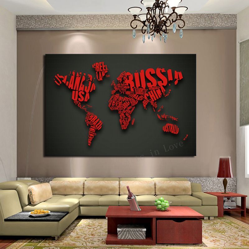 1 piece picture art red map modern home decoration painting o n canvas large hd print - Home Decor Paintings 1 piece picture art red map modern home decoration painting o n canvas large hd print - Home Decor Paintings