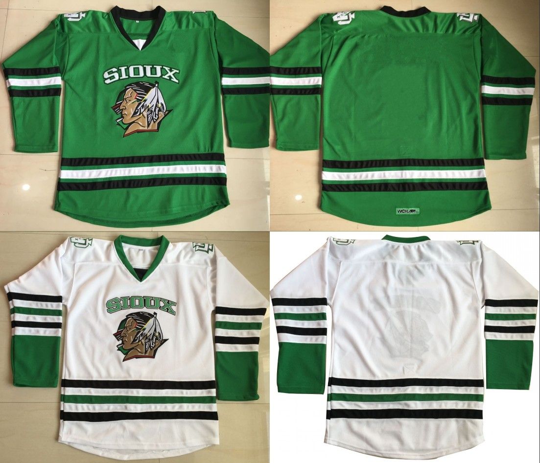 2016 North Dakota Fighting Sioux Hockey Jersey blank Green University Throwback Stitched