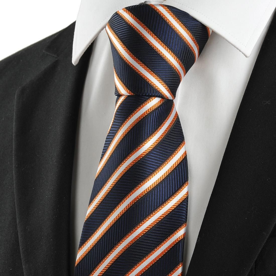 Ties Men Neckties Striped Ties For Men Golden Black White Stripe Men