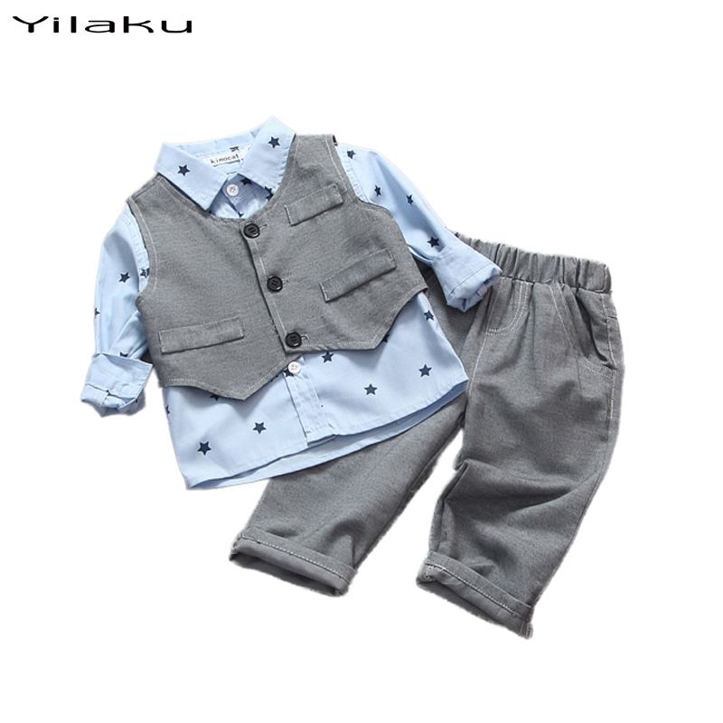 Baby Boy Fashion Suits Baby Boy Casual Clothes Set Vest+Shirt+Pants