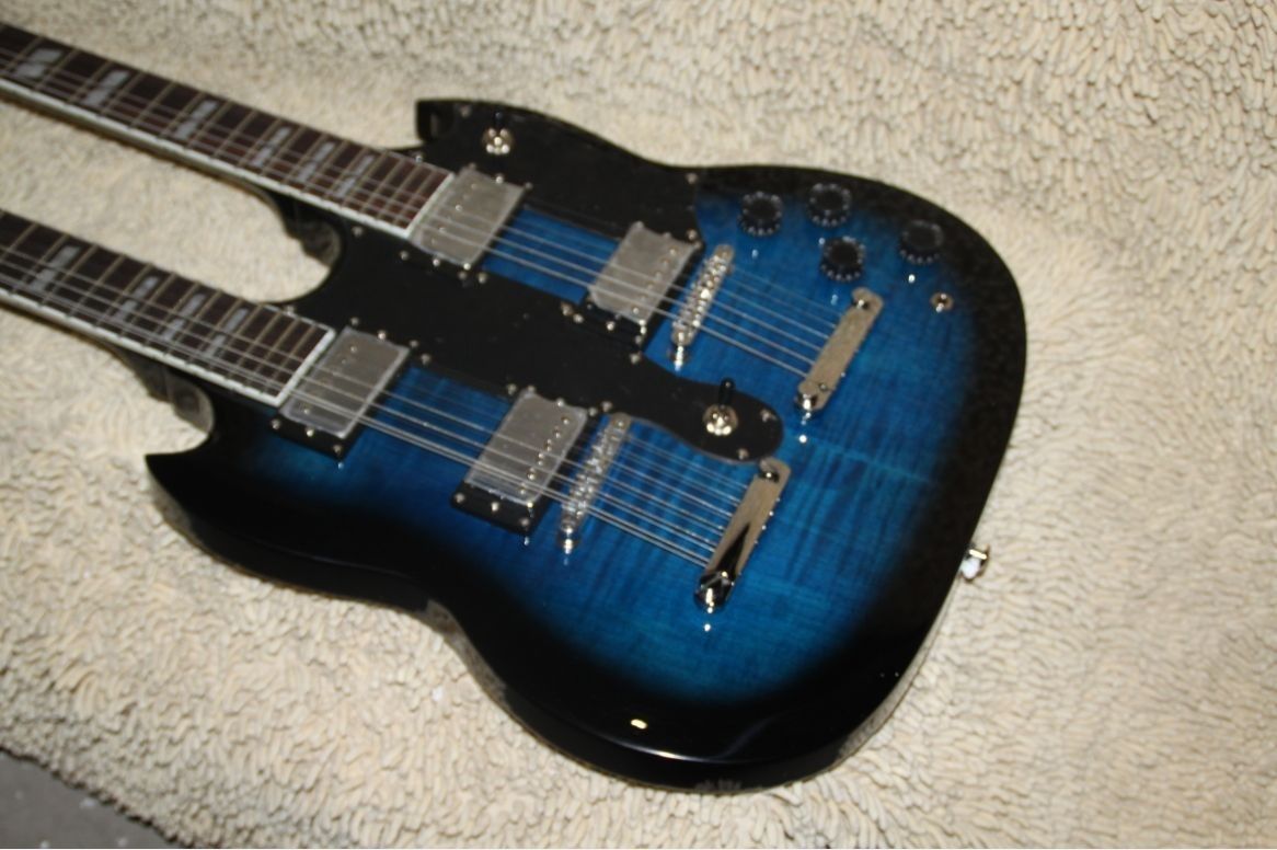 Wholesale Blue Classic Double Neck 1275 Custom Electric Guitar 6