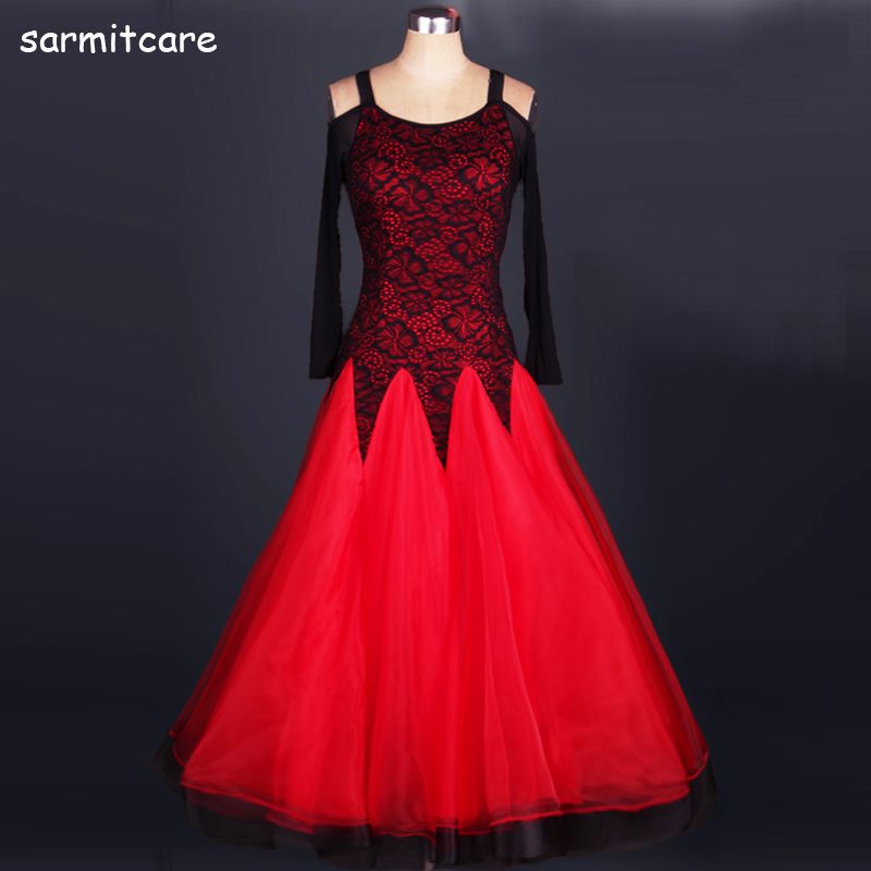 2017 D152 Cheap Tailored Strap Shoulders Sleeveless Big Hem Ballroom