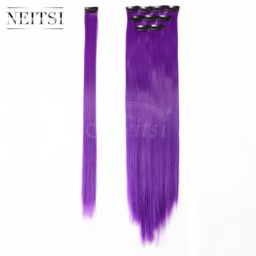 Promotion Purple 18 Synthetic Clip in Hair Extensions Synthetic Clip