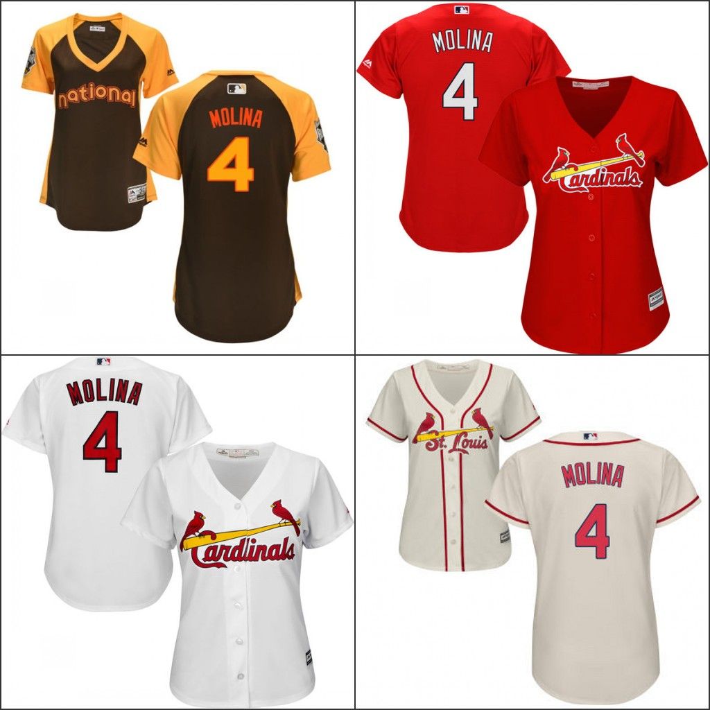 2017 Cheap Womens St. Louis Cardinals Jerseys #4 Yadier Molina Baseball Jersey,Size S Xxl,100% ...